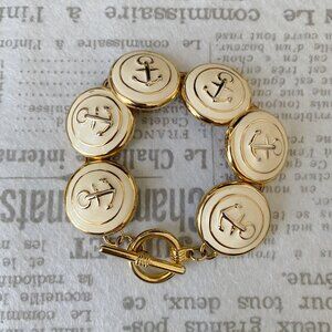 Vintage bracelet / Enamel Bracelet / anchor button / Gift for her / Size 7.5 inc